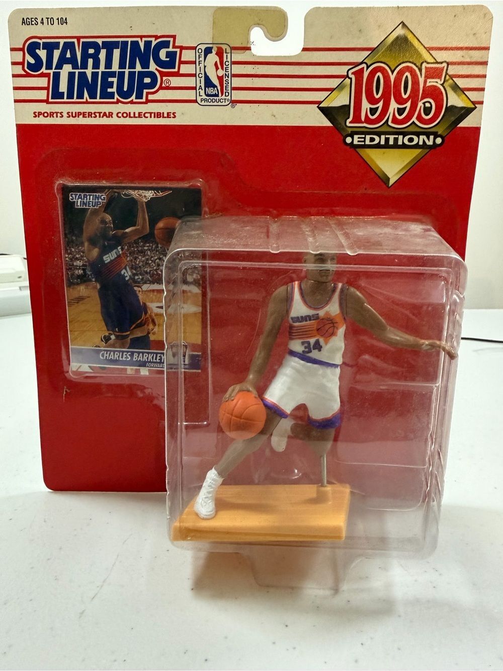 Starting Lineup 1995 Edition Basketball Action Figure in White/Orange/Blue